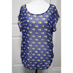 Fun Womens Sheer Fish Pattern Top M to L